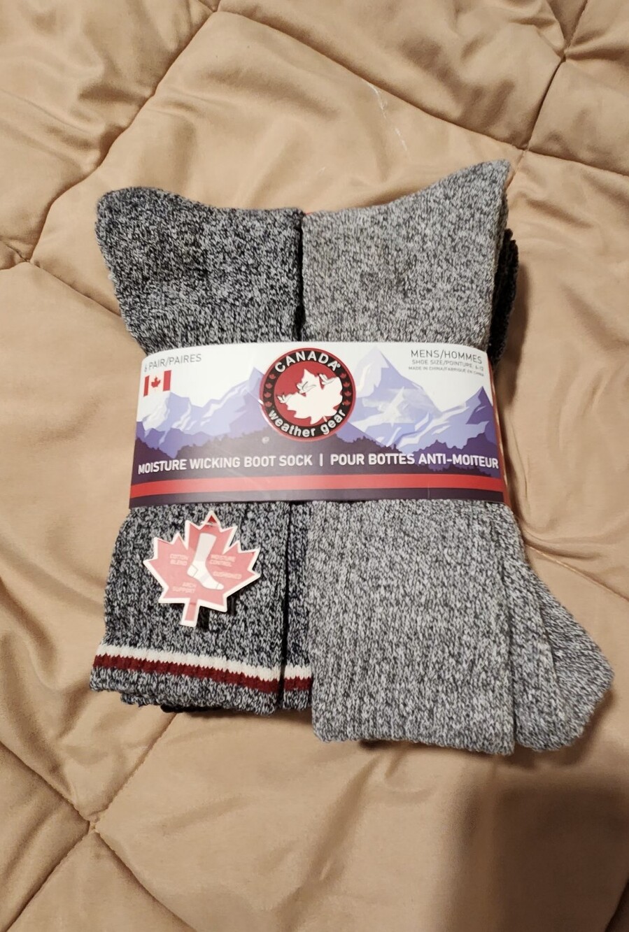 Canada Weather Gear Men's Gray Moisture-Wicking Boot Socks - 6 Pack